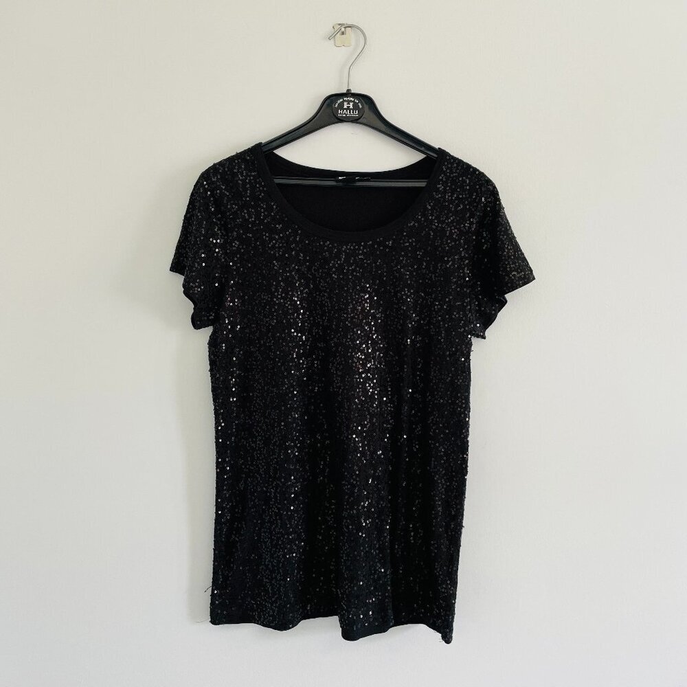 DKNY Woman Glittery Black Top Size L